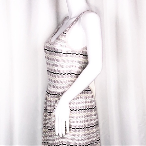 La Vie xRebecca Taylor White Lavender Stripes Gold Trim Hem Sweater Dress SzM - Picture 14 of 16